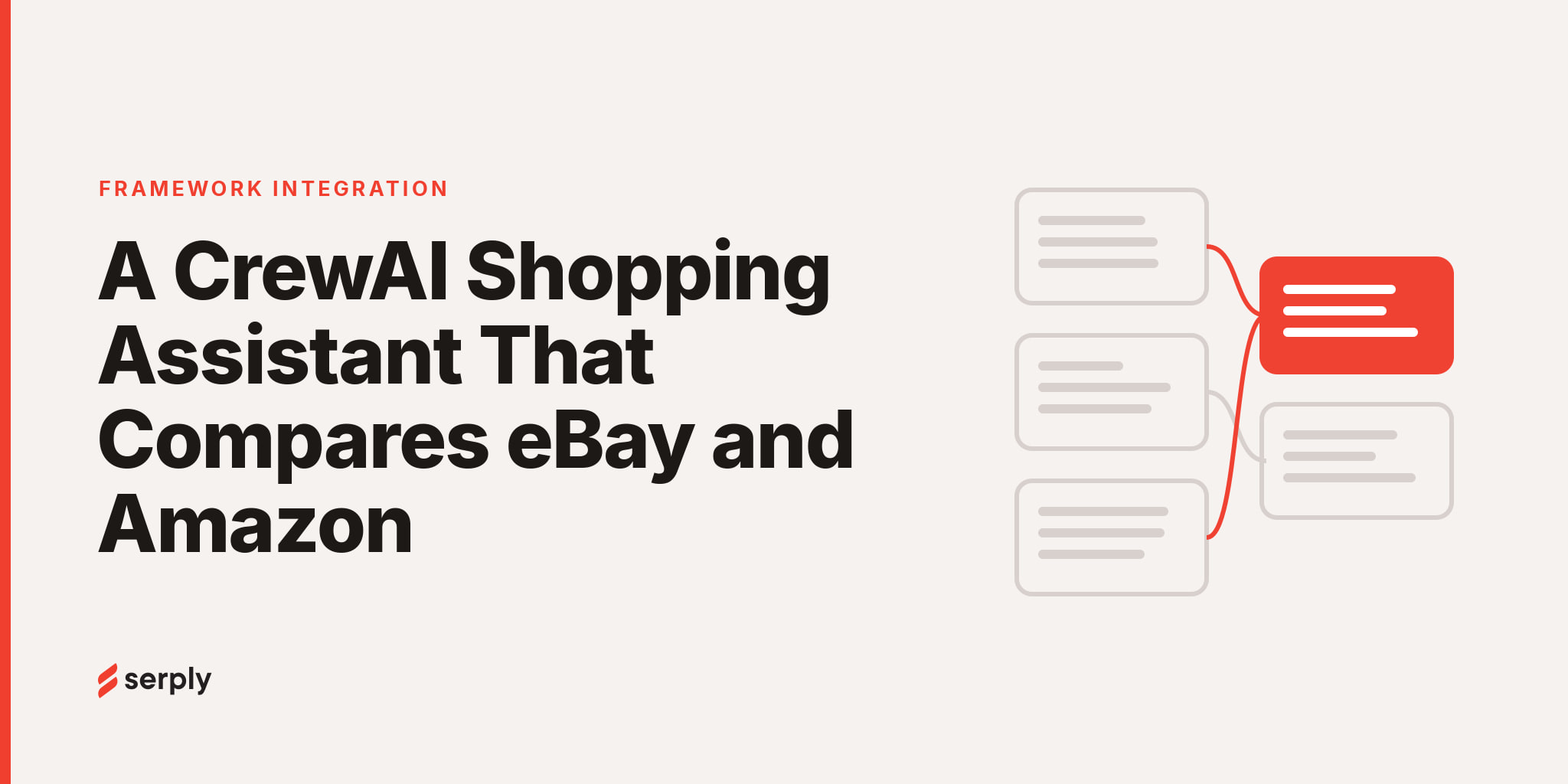 Two shopping carts, one labeled Amazon and one labeled eBay, feeding into a single comparison agent