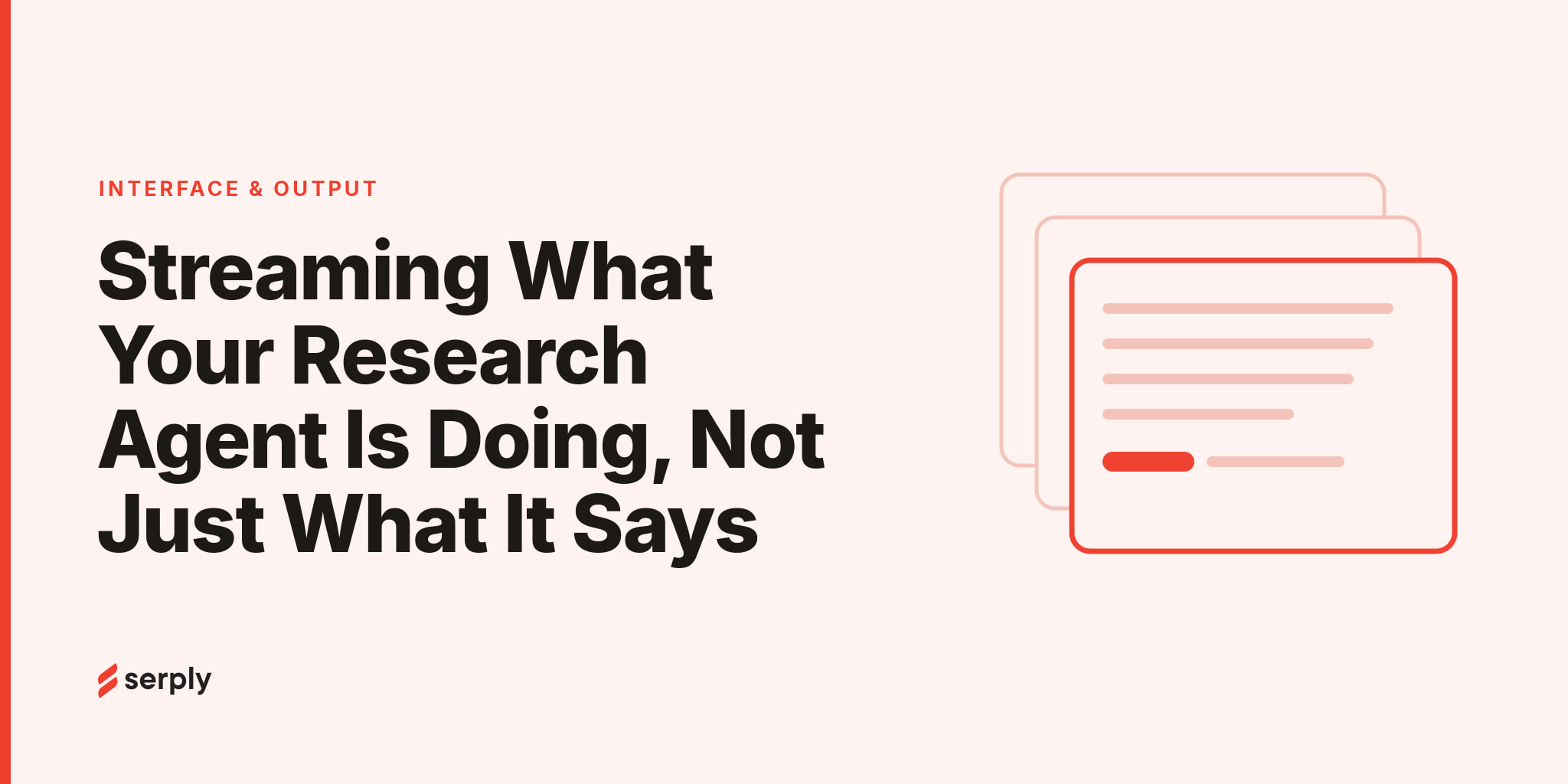 A UI streaming search progress events before the final answer
